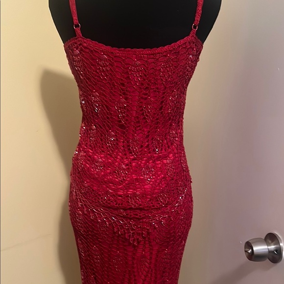 bebe Red Maxi Sequin Sheath Dress for Cocktail - Picture 3 of 3